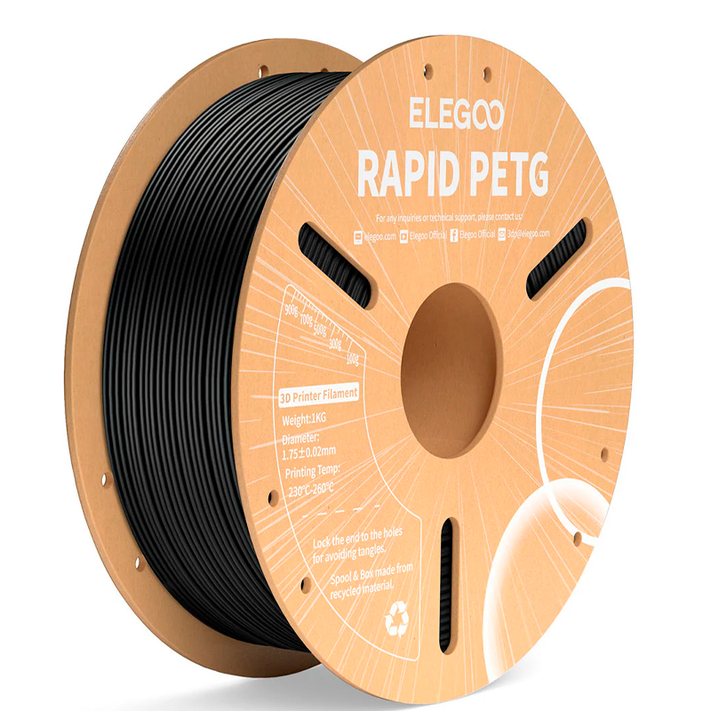 PETG RAPIDA 1 FILAMENTO ELEGOO PETG RAPIDA NEGRO -1.75mm-1KG - Imagen 1